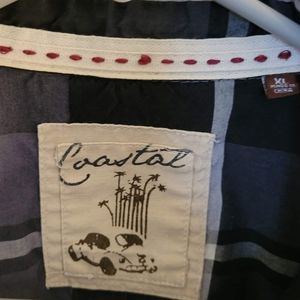 Coastal Brand snap button flannel. Men's XL. Grey and black.